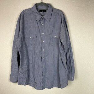 Beverly Hills Polo Club Gingham Checked Long Sleeve Button Front Shirt 2XLB